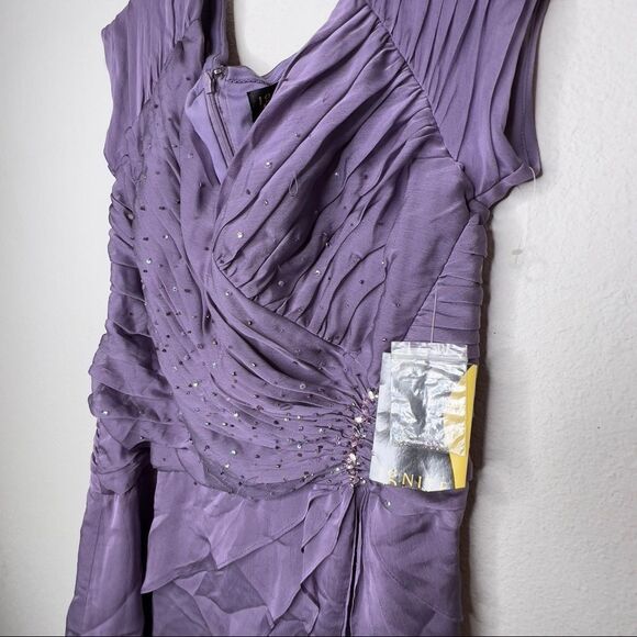 Ignite Evenings by Carol Lin Rouched Beaded Tier Dress nwt - Picture 7 of 10